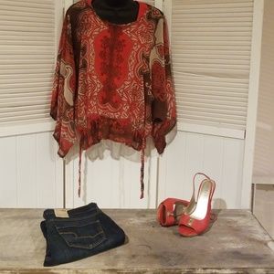 Cold Shoulder Angie peasant blouse size L